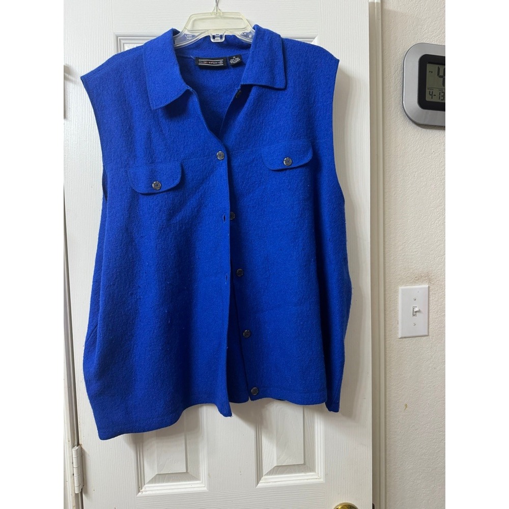 Blue wool womens plus size vest Elite Sport 3X